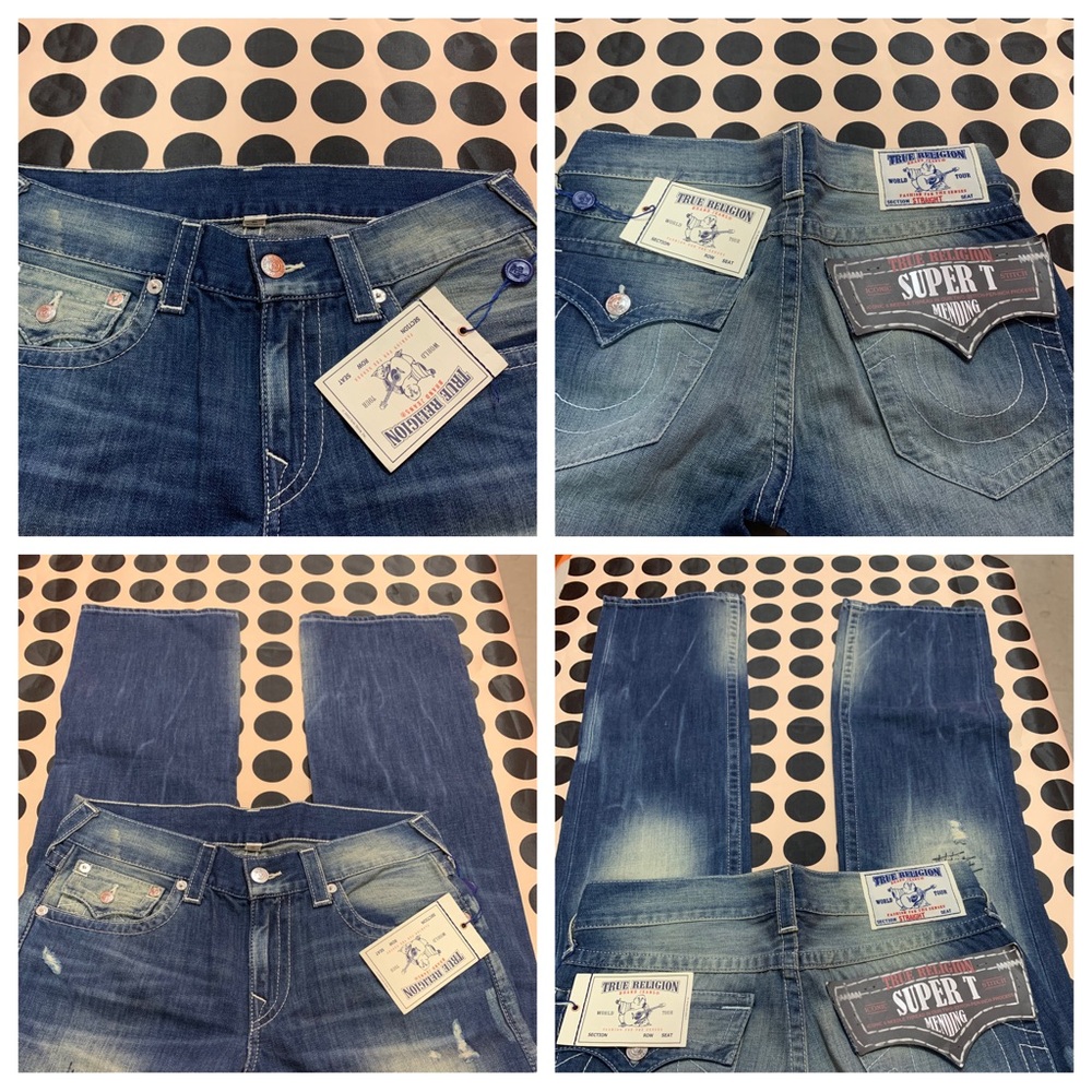 NWT True Religion Super T Mending
Straight with Flaps size 32 inseam 34